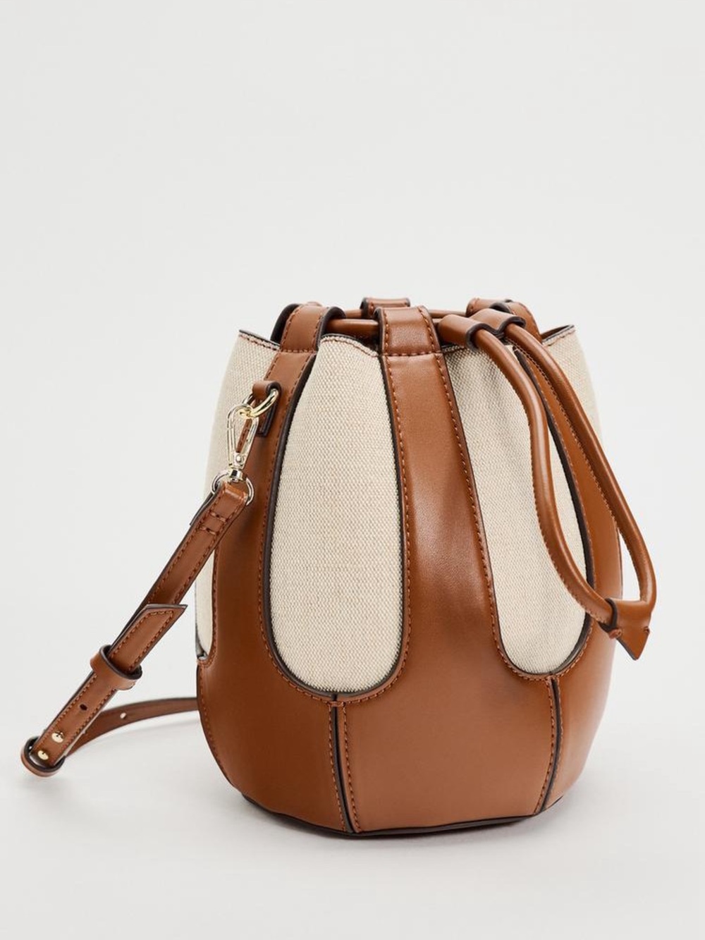 Zara new with tags crossbody tan leather linen bag Style 6294/310/709